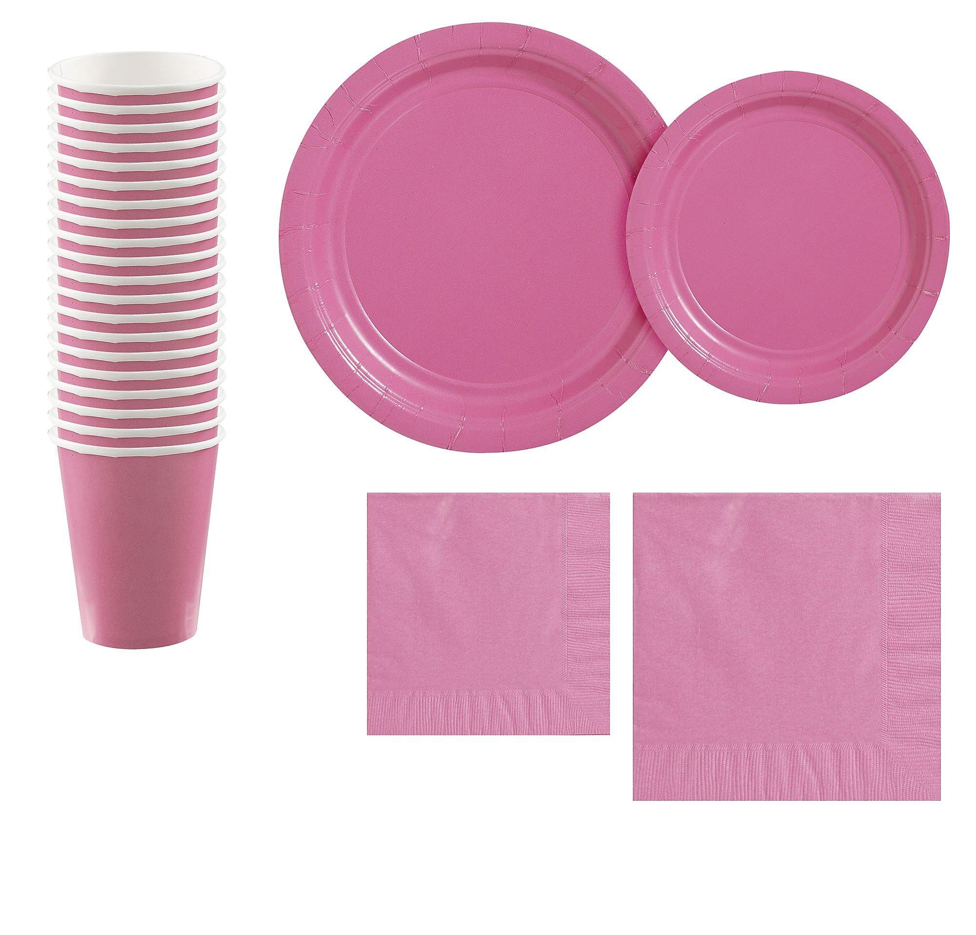 Bright Pink Paper Tableware Kit for 20 Guests Party City